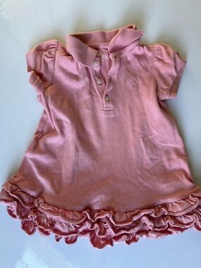 Ralph Lauren Baby Girl Dress Pink Preppy Ruffles 12M